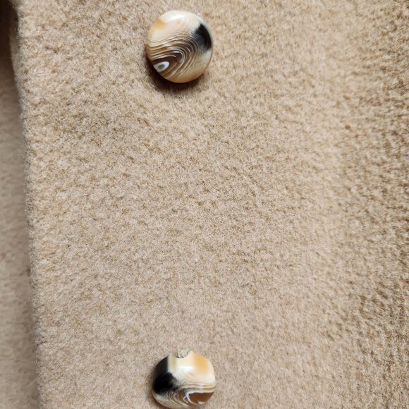 Vintage 100% Camel Hair Union Made Tan Long Coat Trench/Pea Women's with Pockets - Picture 2 of 13